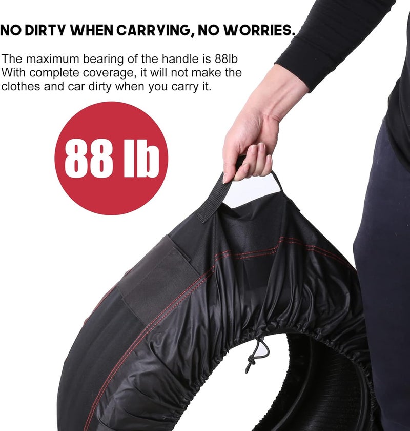 Rosefray Seasonal Tire Totes, Spare Tire Cover, Portable Winter Wheel, Handle for Easy Transportation, Fits Tires Tire Diameters 21” to 31.5”, Set of 4 Bags Gray - Image 4